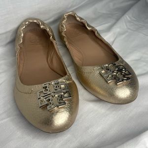 Tory burch gold flats